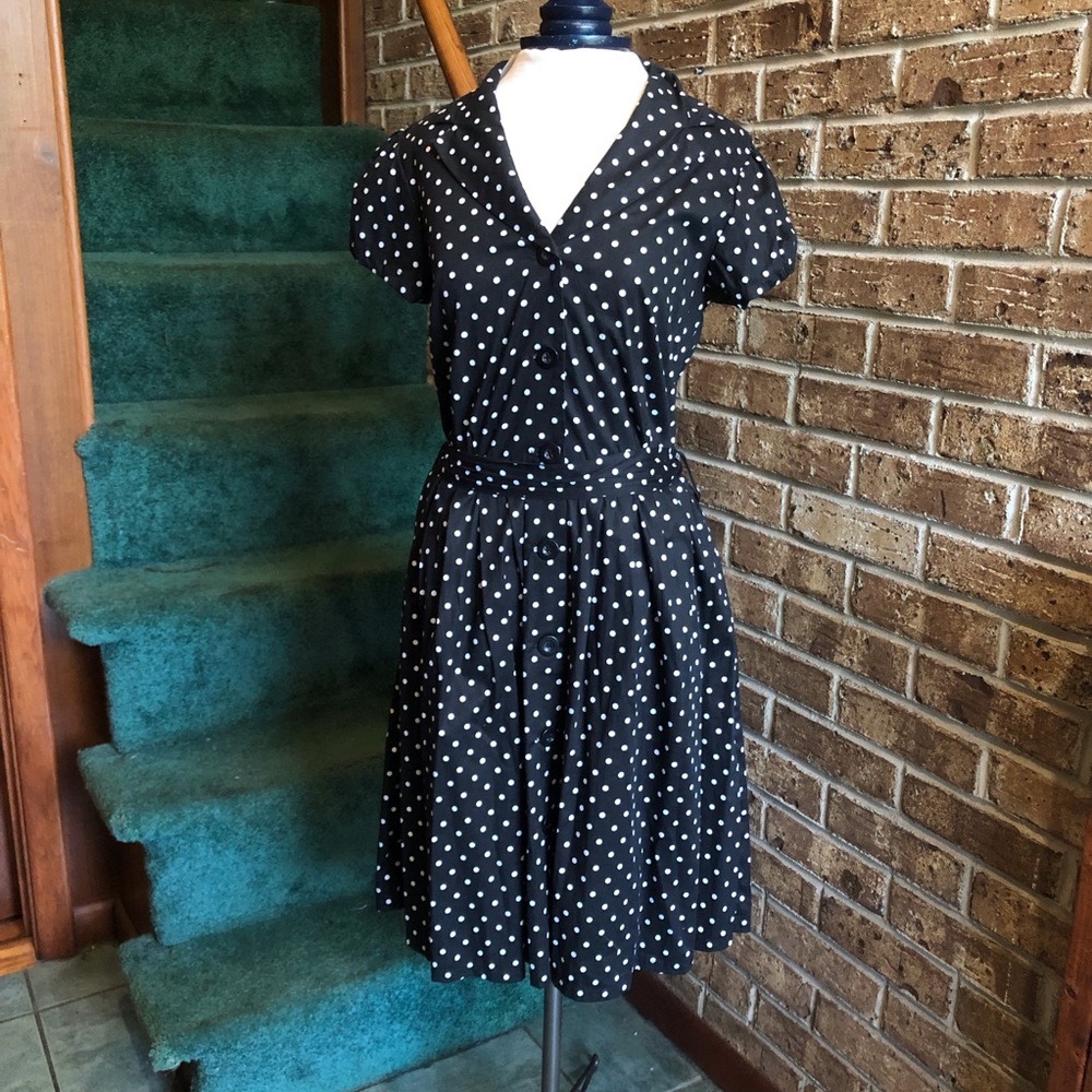 VTG Y2K Chelsey Black and White Polka Dot Dress NWT